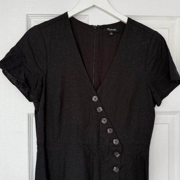 Madewell Linen-Blend Button-Wrap Midi Dress - Picture 3 of 4